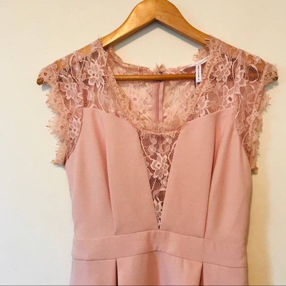 Dusty Pink Lace Inset Dress - Picture 6 of 8